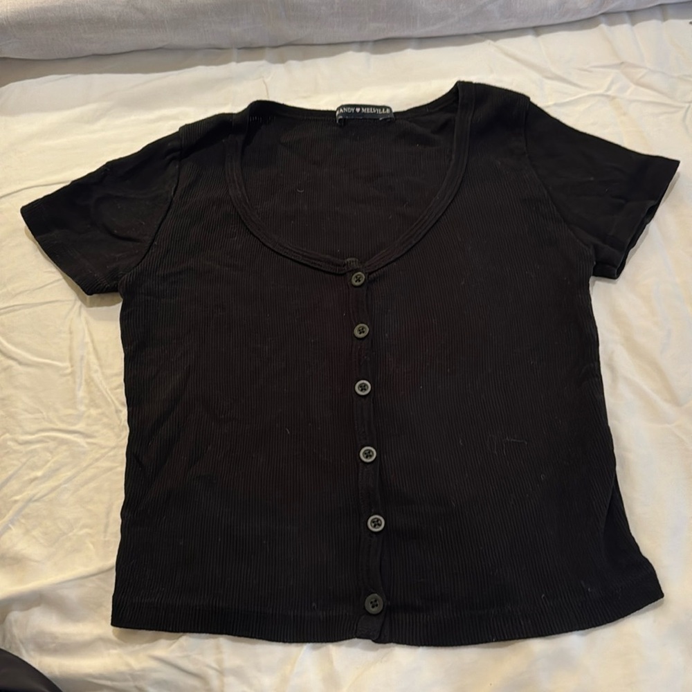 Brandy Melville low scoop button up T